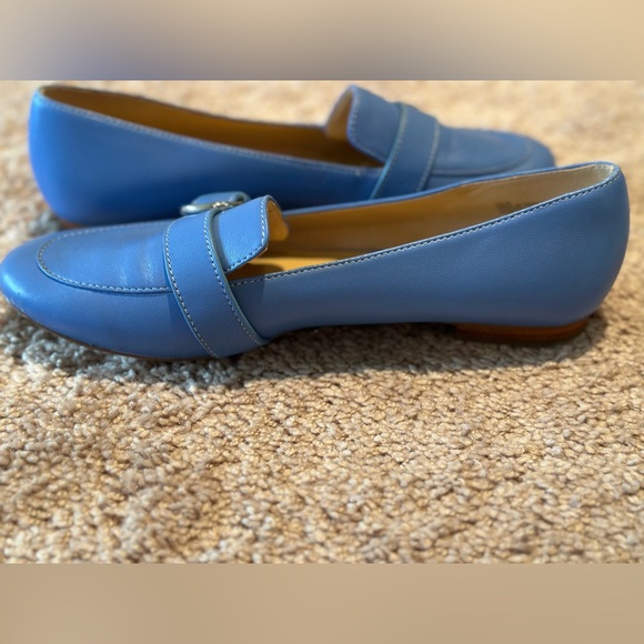 Talbot’s Blue Leather Loafers with Buckle 7.5M - Picture 6 of 9